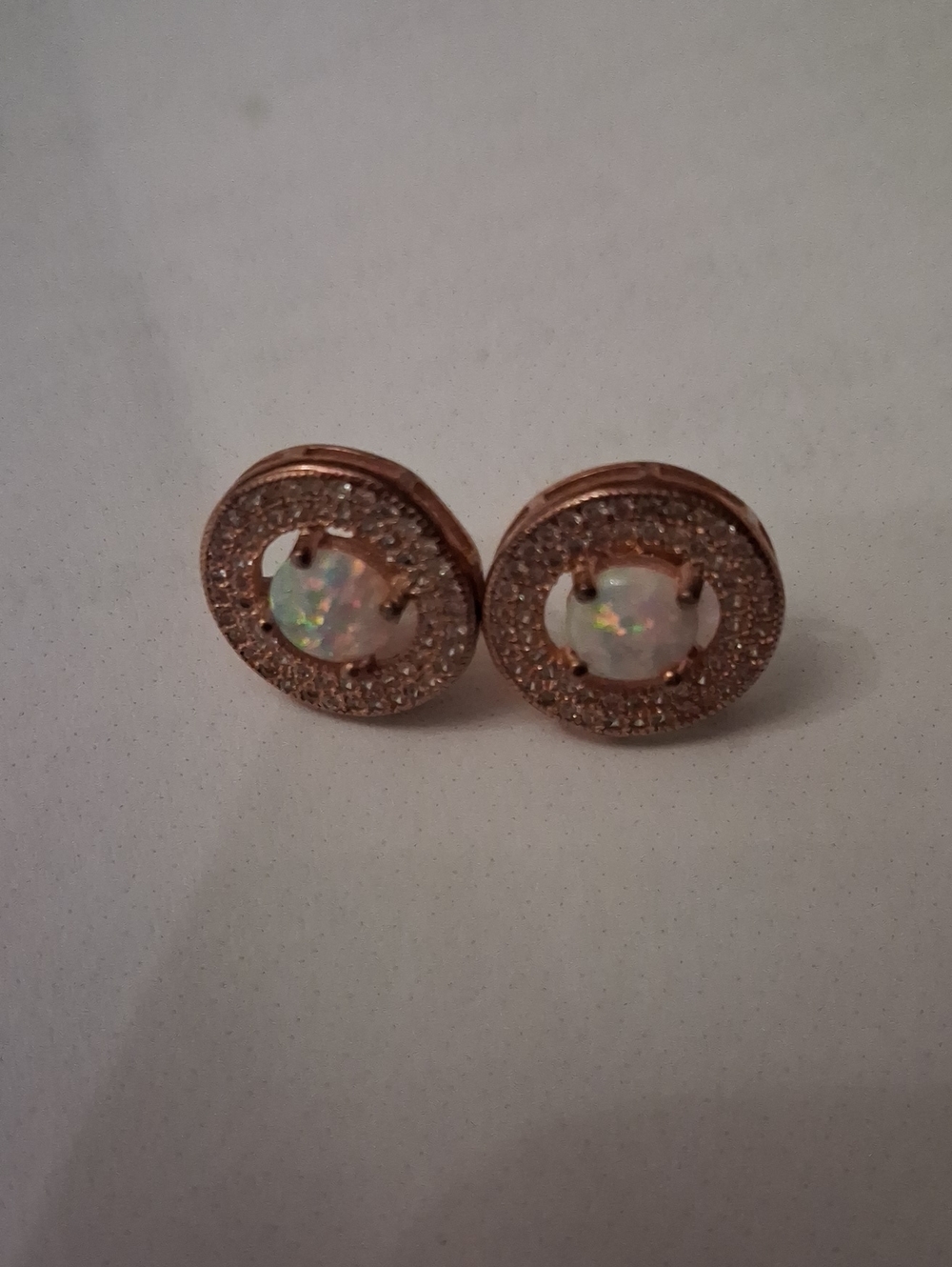 Rose Gold Opal Halo Stud Earrings - Women Jewelry